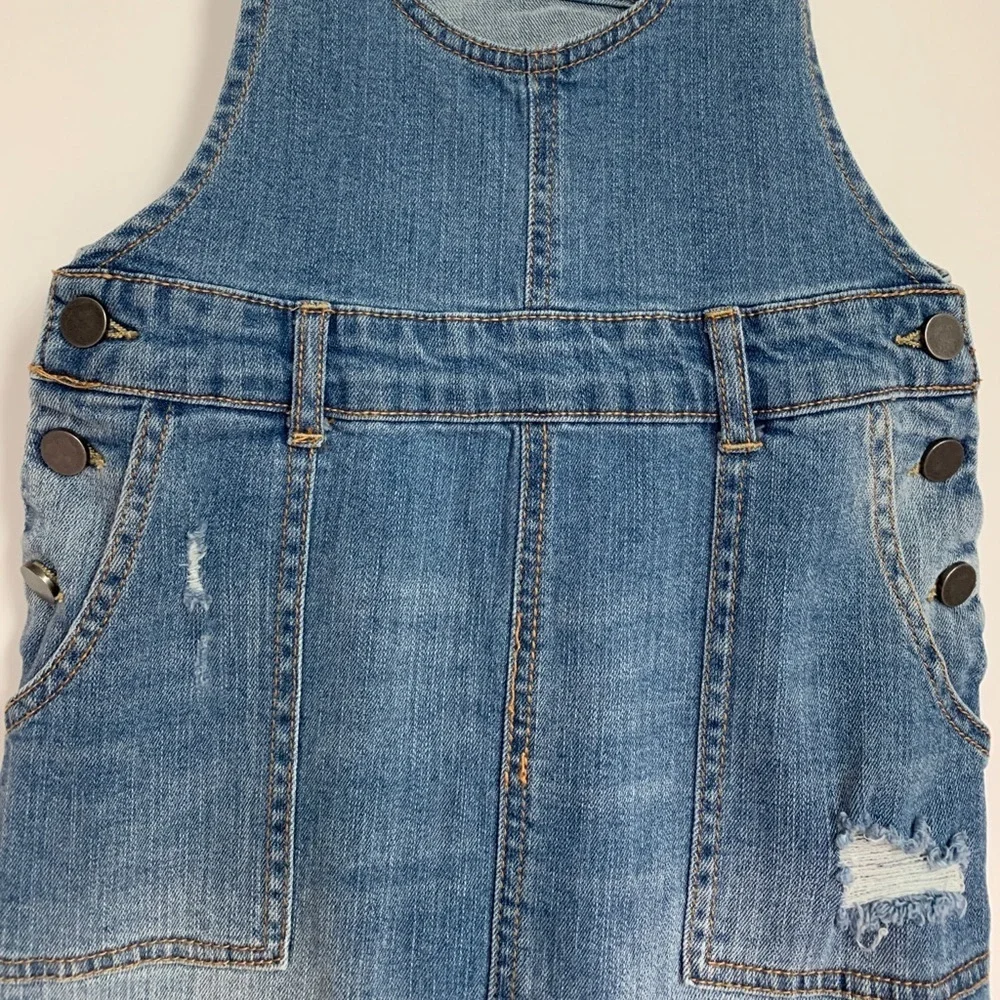 Hot Topic Denim Overall Skirt‎ Skirtall Distressed XS